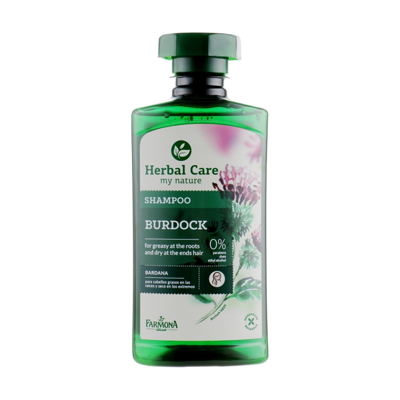 Шампунь Farmona Herbal Care Burdock Shampoo Реп'яховий, для жирного у коренів та сухого на кінчиках волосся, 330 мл